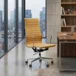 Cream Eames Office Chair EA119 High Back Thin Pad Front View – House of Furnishes