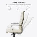 Ivory White Eames Chair EA119 Chrome Aluminium Base Side View – House of Furnishes