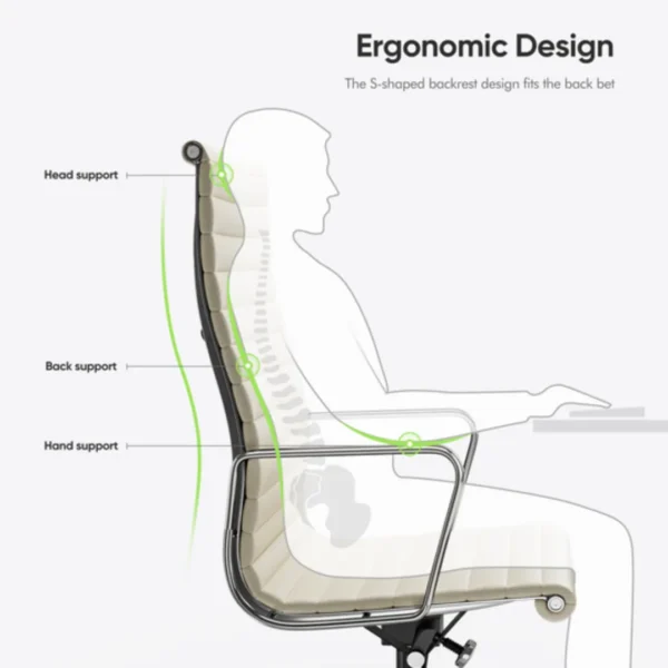 Ivory White Eames Chair EA119 Chrome Aluminium Base Side View – House of Furnishes