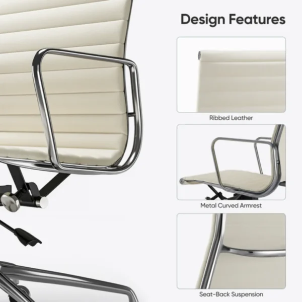 Ivory White Eames Chair EA119 High Back Rear Angle – House of Furnishes