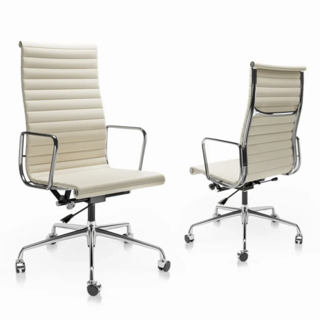 Ivory White Eames Chair EA119 High Back Thin Pad Front View – House of Furnishes