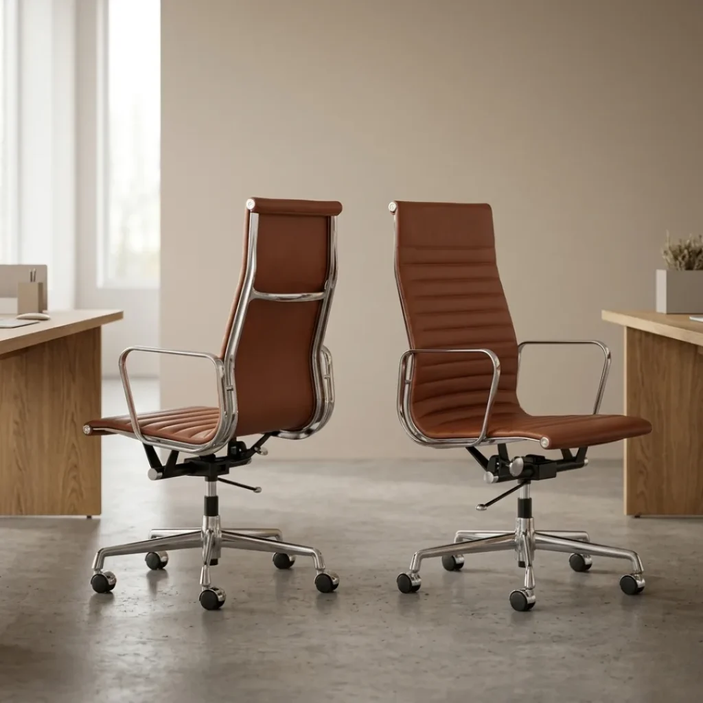 Tan Brown Eames Chair EA119 High Back Thin Pad Front View – House of Furnishes