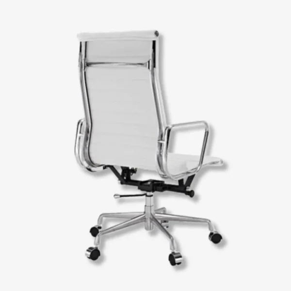 Eames Style Chairs White Leather EA119 High Back Rear Angle – House of Furnishes