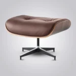 eames lounge chair brown walnut brown leather black base back angled view house of furnishes by eman