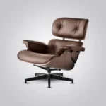 eames lounge chair brown walnut brown leather black base shell close-up house of furnishes by eman