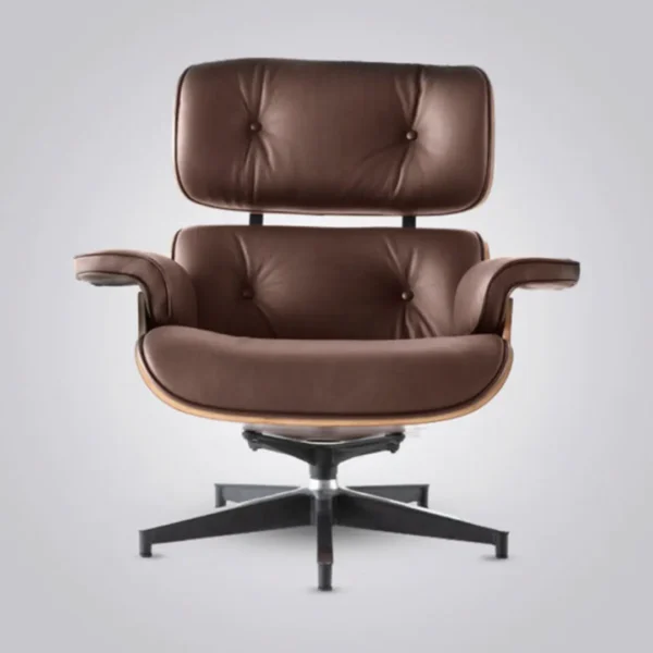 eames lounge chair brown walnut brown leather black base cushion detail house of furnishes by eman