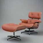 charles and ray eames lounge chair walnut tan brown leather black base front view house of furnishes by eman
