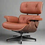 charles and ray eames lounge chair walnut tan brown leather black base shell close-up house of furnishes by eman