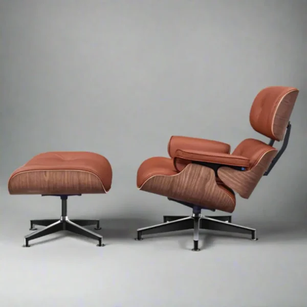 charles and ray eames lounge chair walnut tan brown leather black base cushion detail house of furnishes by eman