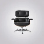 rosewood veneer shell close-up eames lounge chair and ottoman chrome base house of furnishes