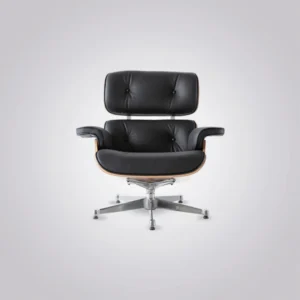 rosewood veneer shell close-up eames lounge chair and ottoman chrome base house of furnishes
