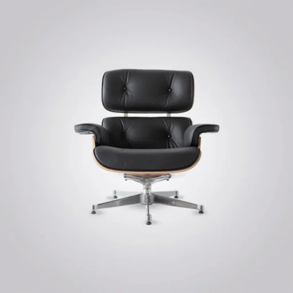 rosewood veneer shell close-up eames lounge chair and ottoman chrome base house of furnishes