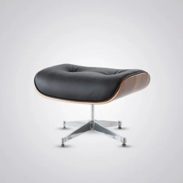 eames inspired lounge chair black walnut chrome side profile