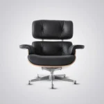 black aniline leather cushion detail charles eames lounge chair replica walnut chrome