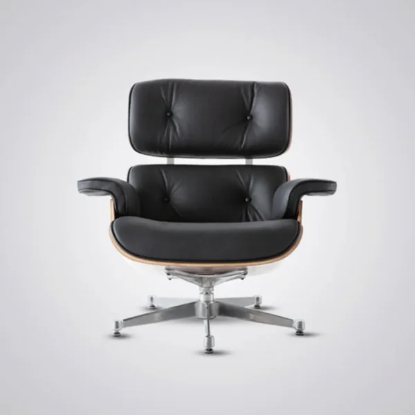 black aniline leather cushion detail charles eames lounge chair replica walnut chrome
