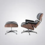 walnut veneer shell close-up eames inspired lounge chair chrome base house of furnishes