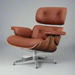 rosewood veneer shell close-up eames inspired lounge chair chrome base house of furnishes
