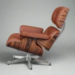 eames inspired lounge chair tan brown rosewood chrome side profile