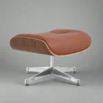 eames inspired lounge chair tan brown walnut chrome back angled view house of furnishes by eman