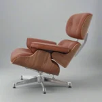 eames inspired lounge chair tan brown walnut chrome side profile