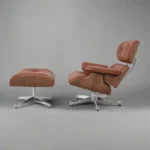 walnut veneer shell close-up eames inspired lounge chair chrome base house of furnishes