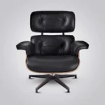 eames inspired mid-century lounge chair black walnut black base living room setting