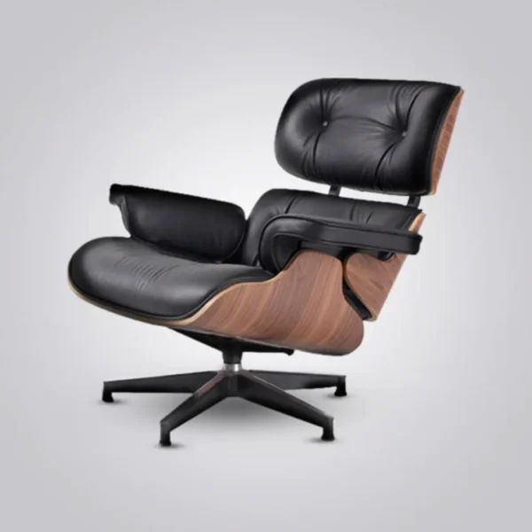 lounge chair charles eames and ottoman full set walnut black leather