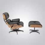 eames lounge chair replica ash wood black leather chrome base back angled view house of furnishes by eman