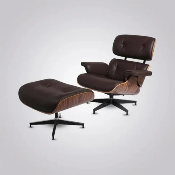 mid century lounge chair rosewood brown leather black base front view house of furnishes by eman