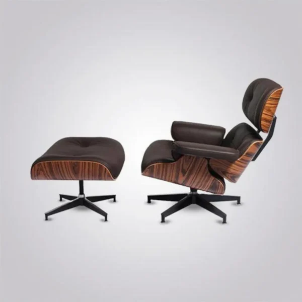 mid century lounge chair rosewood brown leather black base ottoman full set house of furnishes by eman
