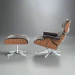 eames style lounge chair brown rosewood chrome side profile