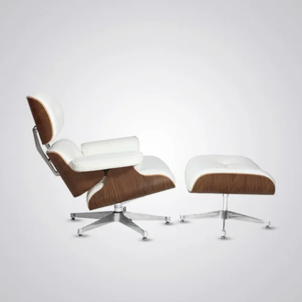 eames lounge chair repro white walnut chrome base living room setting house of furnishes