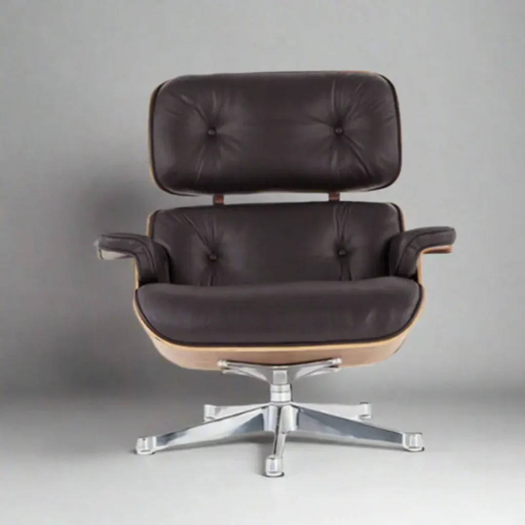 eames style lounge chair uk and ottoman full set rosewood brown leather chrome base