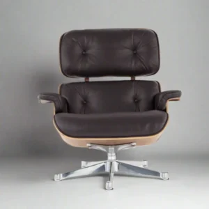 eames style lounge chair uk and ottoman full set rosewood brown leather chrome base
