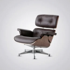 eames style lounge chair brown walnut chrome side profile