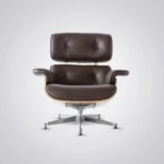 walnut veneer shell close-up eames style lounge chair chrome base house of furnishes