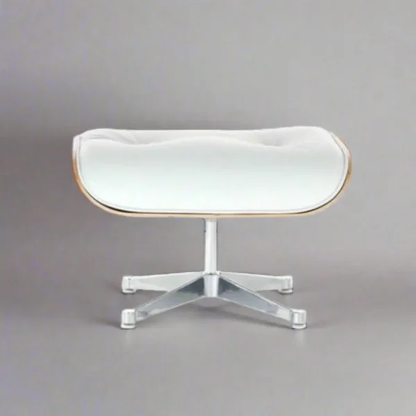 eames style lounge chair white rosewood chrome side profile