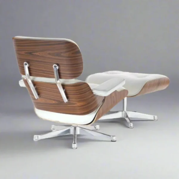 white aniline leather cushion detail copy eames lounge chair rosewood chrome