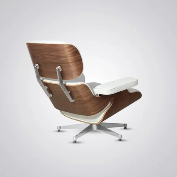 eames lounge chair repro white walnut chrome base living room setting house of furnishes