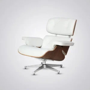walnut veneer shell close-up eames style lounge chair chrome base house of furnishes