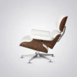 eames lounge chair repro and ottoman full set walnut white leather chrome base