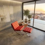 Red Barcelona Chair front view — bold Mies Van Der Rohe replica UK