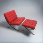 Red Barcelona Chair side view — Italian leather chrome frame