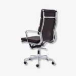 Brown Eames Office Chair EA219 Chrome Aluminium Base Side View – House of Furnishes