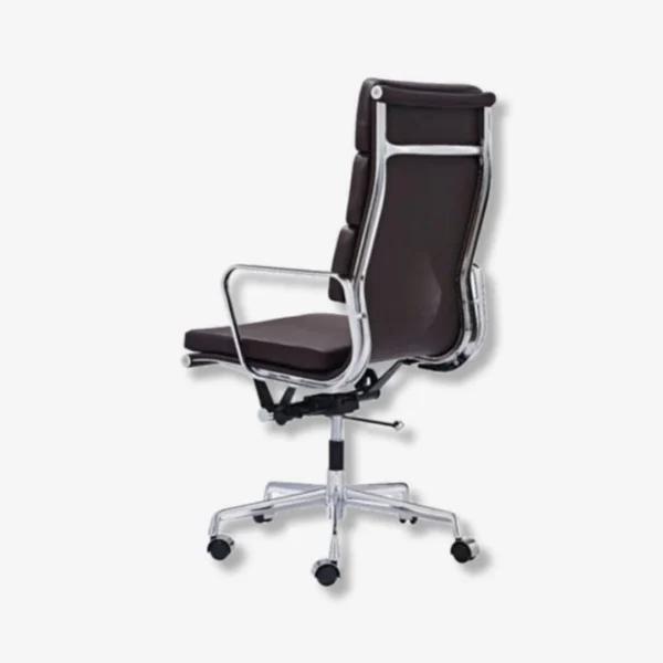 Brown Eames Office Chair EA219 Chrome Aluminium Base Side View – House of Furnishes
