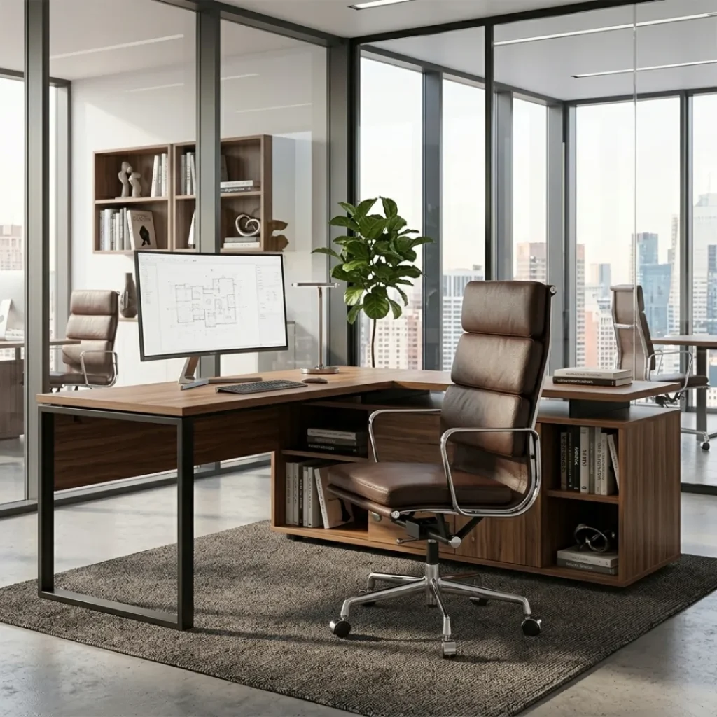 Brown Eames Office Chair EA219 Soft Pad Walnut Desk Workspace – House of Furnishes