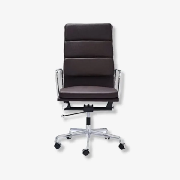 Brown Eames Office Chair EA219 Soft Pad High Back Front View – House of Furnishes
