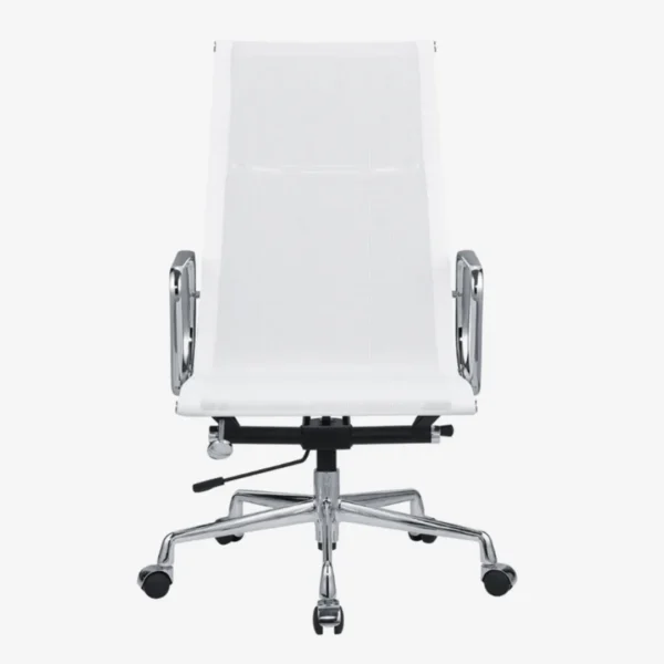 Eames Mesh Chair White Chrome Aluminium Base Side View – House of Furnishes