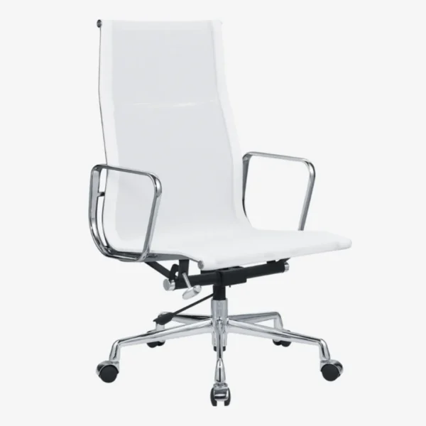 Eames Style Desk Chair White Mesh EA119 Rear Angle – House of Furnishes