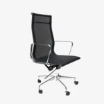 Eames Mesh Office Chair Black Chrome Aluminium Base Side View – House of Furnishes